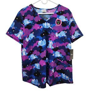 Disney Eeyore V-Neck Scrub Top Size XL Ethical Stretch Ultra Soft Fabric